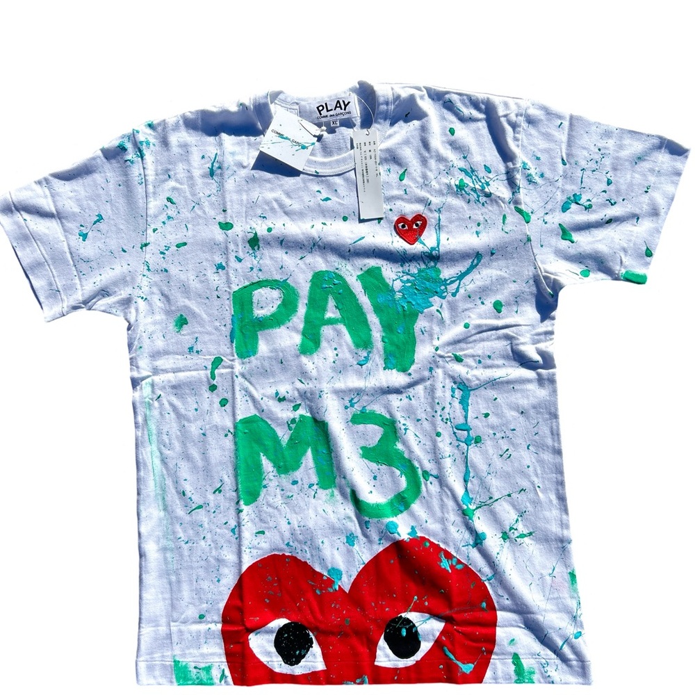 Comme des Garcons White and Red Short Sleeve Tee